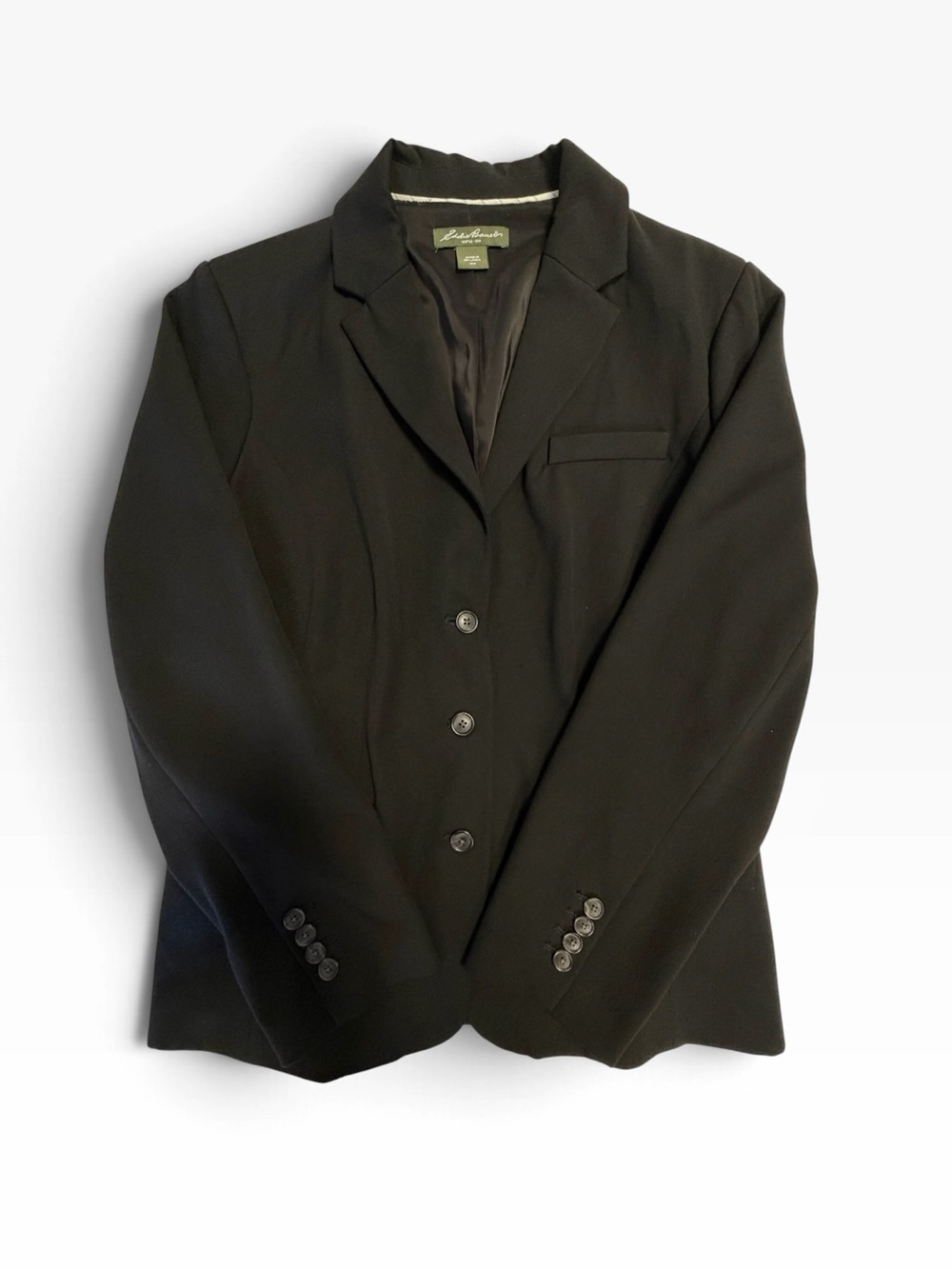 Eddie Bauer Women's Black Tailored Blazer Jacket 16W Plus Size Stretch 3 Button